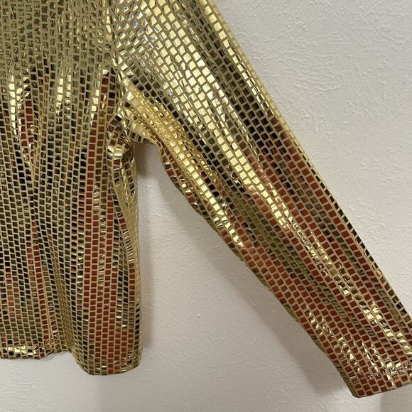 Exclusively Misook Gold Paliette Zip Front Collared Long Sleeve Jacket Size PXXS - Picture 3 of 9